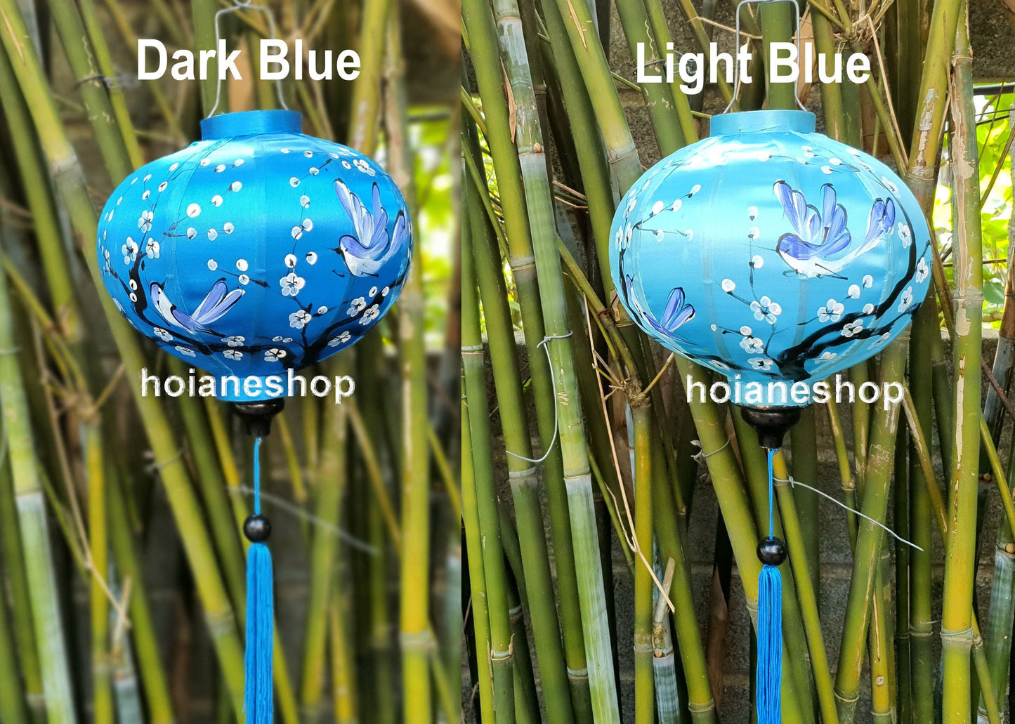 Set 2 pcs bamboo silk lanterns 35cm, hand painted lantern for cafe decor, wedding decor, party lantern decor, restaurant lantern decor