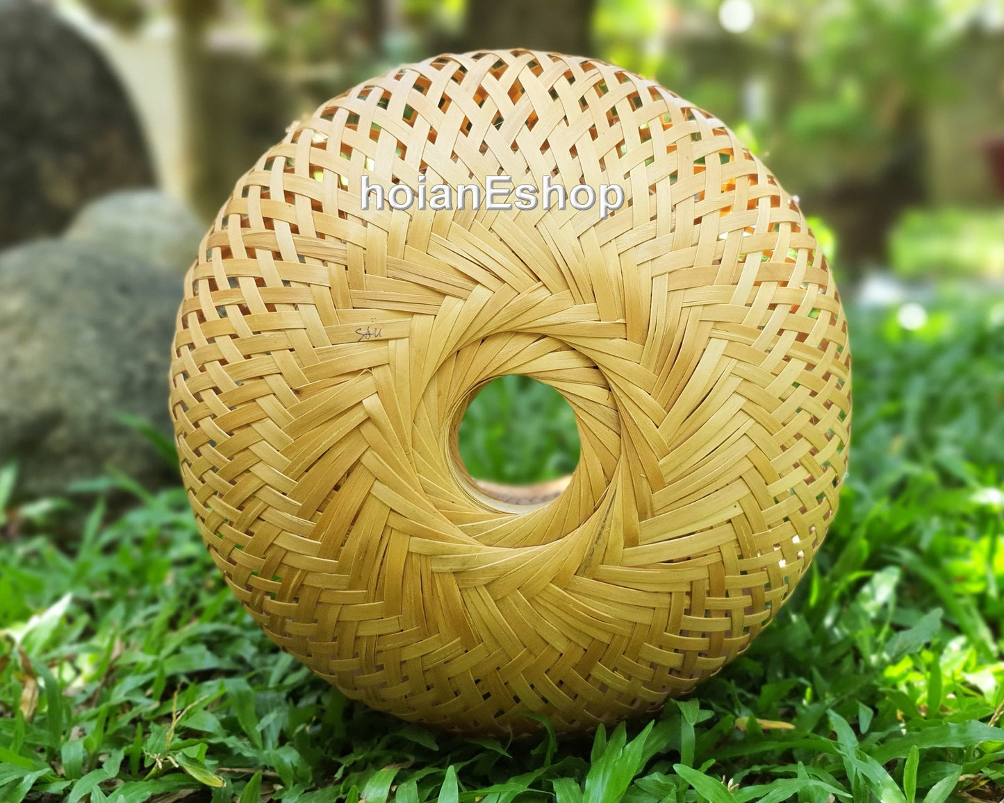 Handmade Round bamboo lamp shade 26cm for Garden decoration, desk decoration, interior decoration