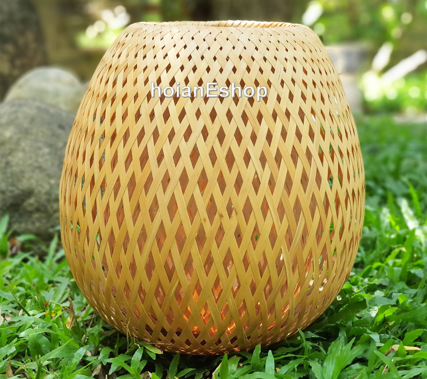 Handmade Round bamboo lamp shade 26cm for Garden decoration, desk decoration, interior decoration