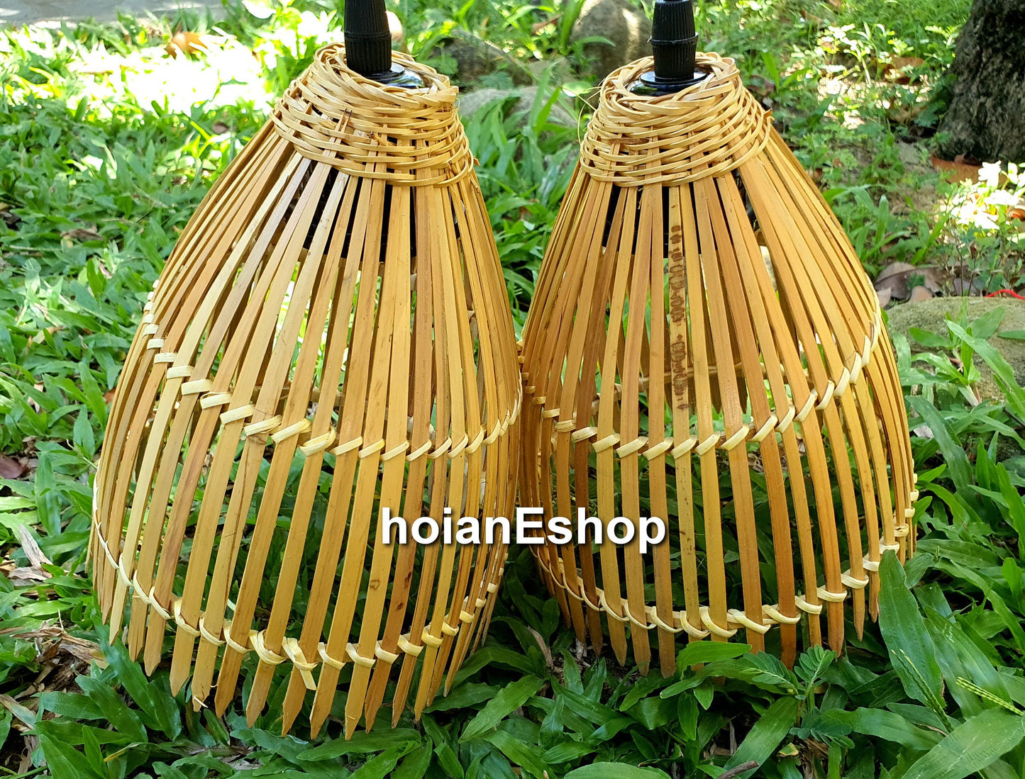 Set of 2 pcs handmade bamboo lamp (10 inches) for ceiling hanging, garden decoration, balcony decoration