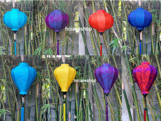 Set 8 pcs Vietnam silk lanterns 35cm for wedding decoration - garden lanterns, ceiling lanterns, ceiling lamp