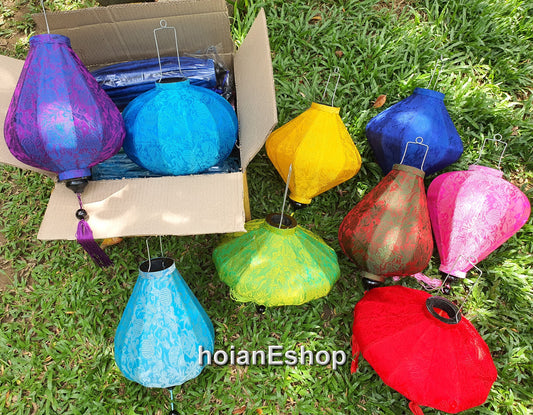 Set 8 pcs of 40cm Vietnamese Silk Lanterns For Wedding Decoration Outdoor Party Decorative Bamboo Lamp For Living Room