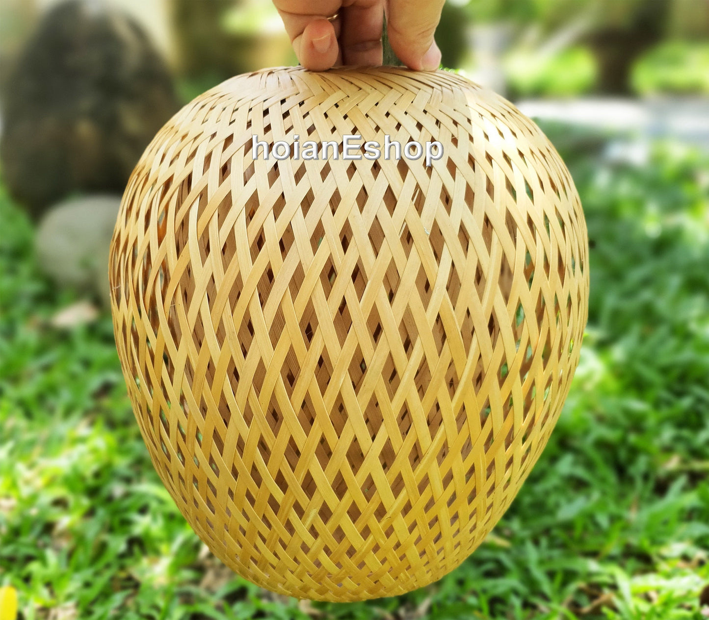 Round Bamboo Lamp (26cm) Pedant Light Ceiling light Rattan Lamp for Ceiling hanging Living room, Kitchen Decoration, Bedroom decoration