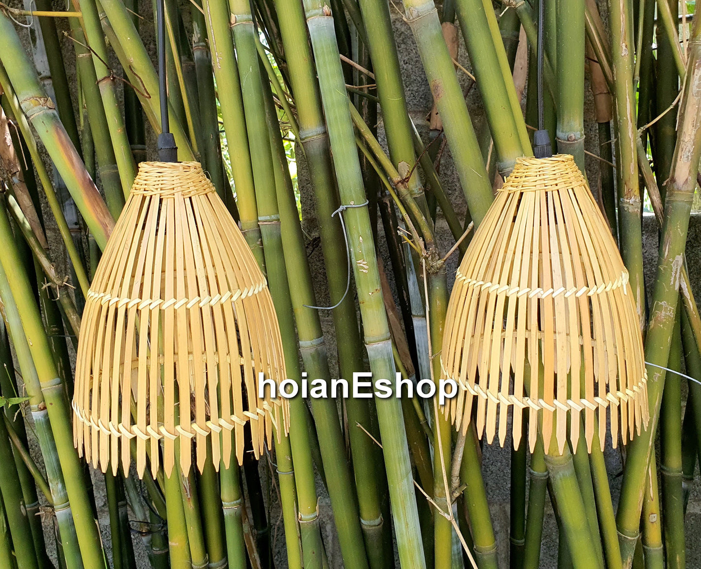 Set of 2 pcs handmade bamboo lamp (10 inches) for ceiling hanging, garden decoration, balcony decoration