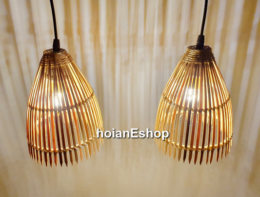 Set of 2 pcs handmade bamboo lamp (10 inches) for ceiling hanging, garden decoration, balcony decoration