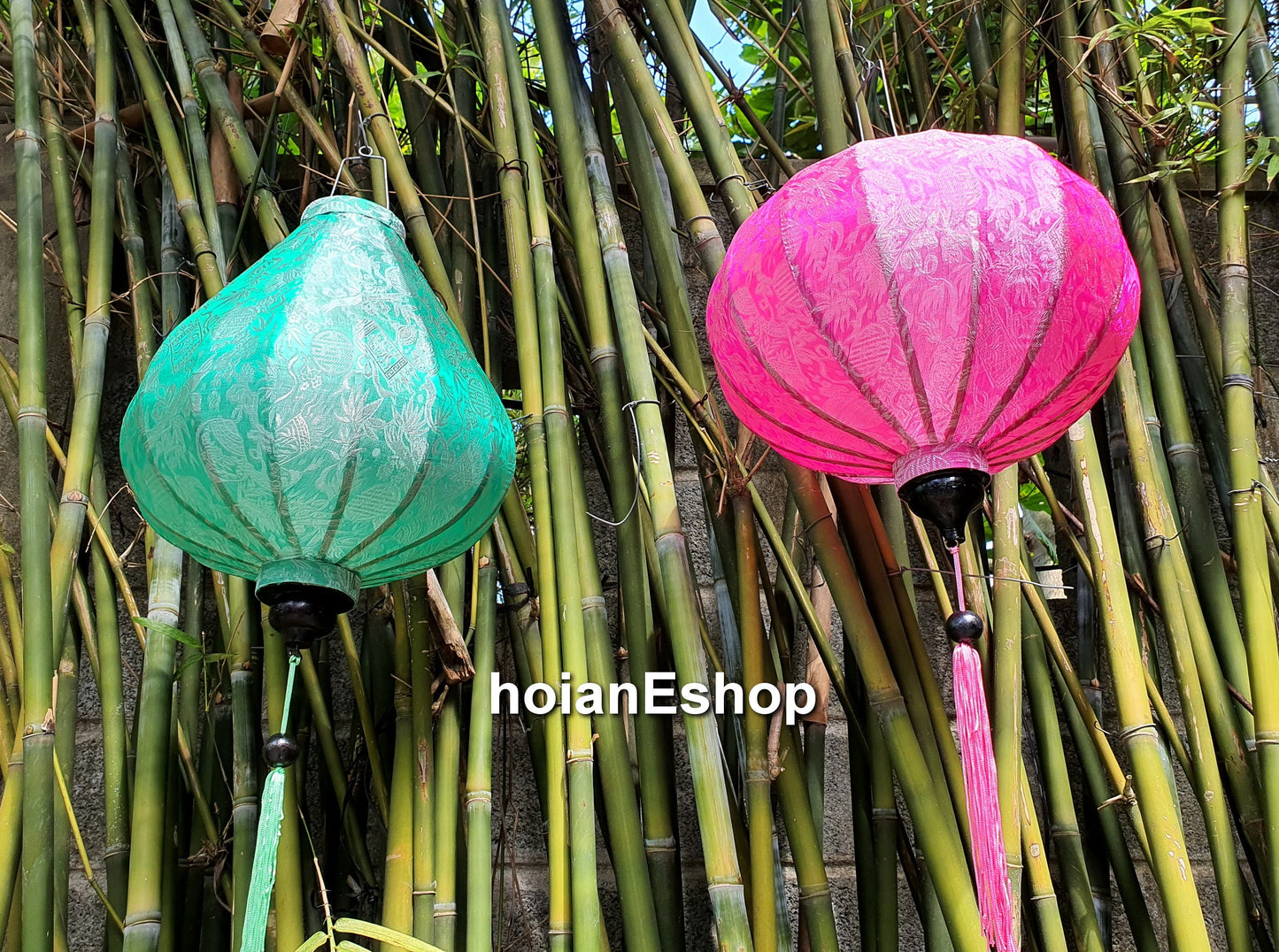 Set 2 pcs of 45cm Hoi An silk lanterns for hotel decor, restaurant decor, cafe shop decor, home decor, interior decor, wedding gifts