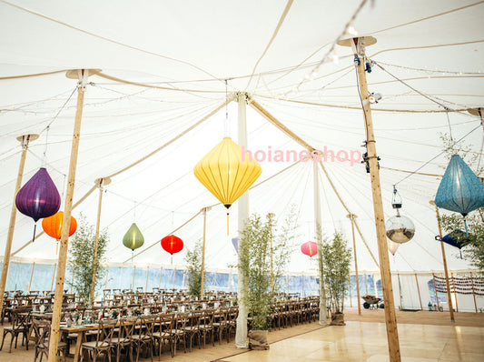 Set of 2 round bamboo silk lanterns (90cm) - ceiling light for living room, home decor, garden decor, wedding decor, wedding tent decor