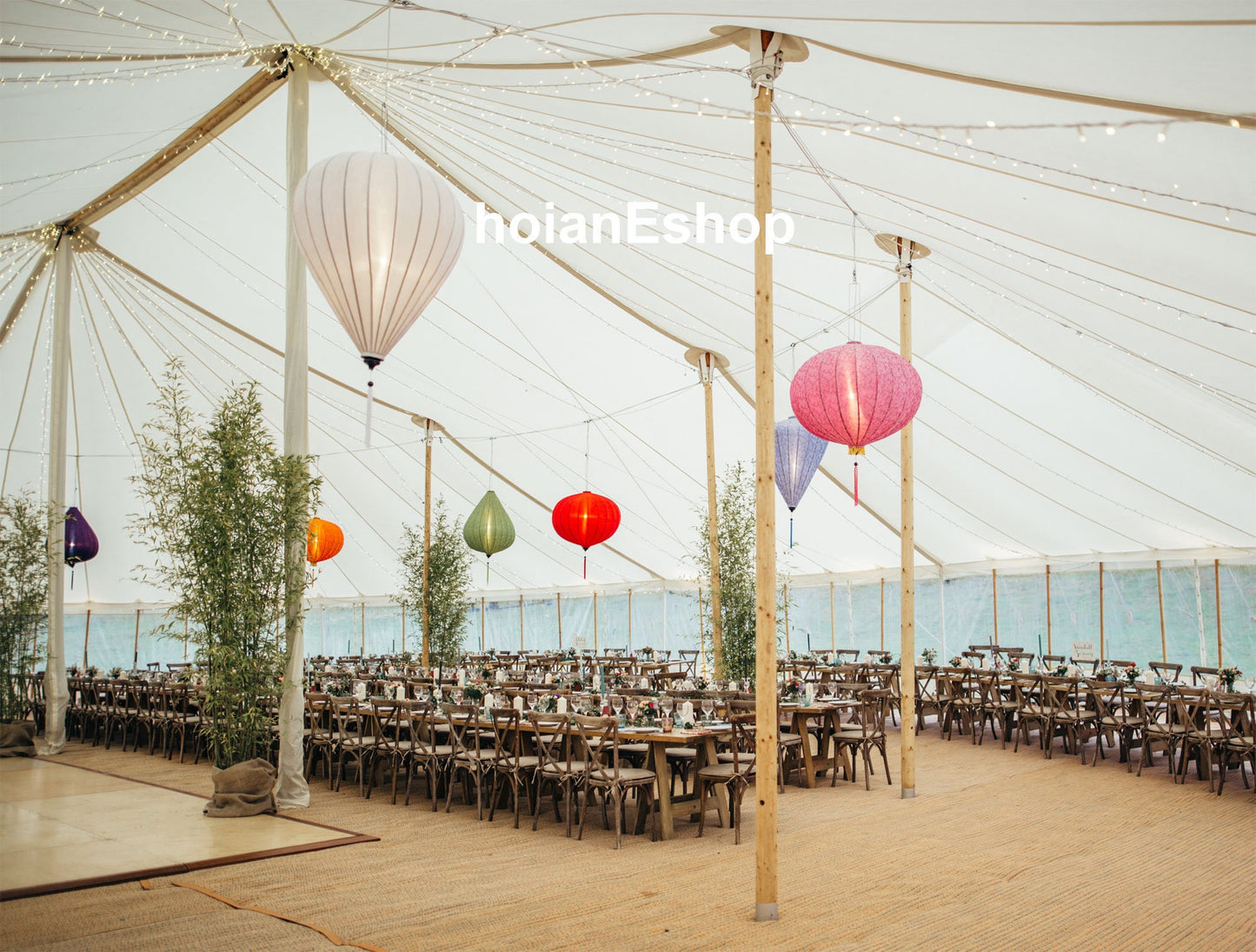 Set of 2 big ceiling lamps (90cm) for wedding tent - party decor - events decoration - home decor - garden decor -tent decor -reverse garlic