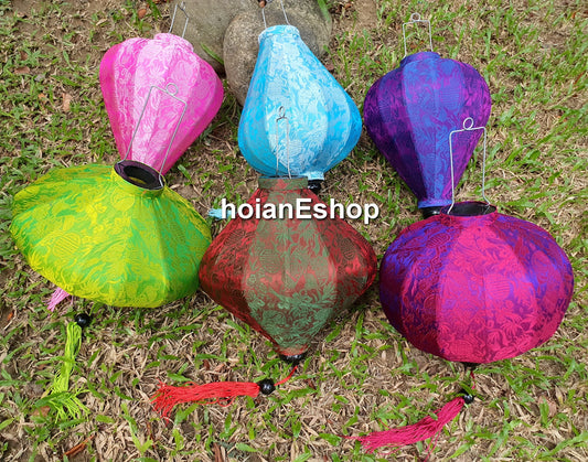 Set of 6 silk lanterns 40cm for wedding decoration-Lanterns for garden decoration-Garden decor gifts-Lanterns for camping