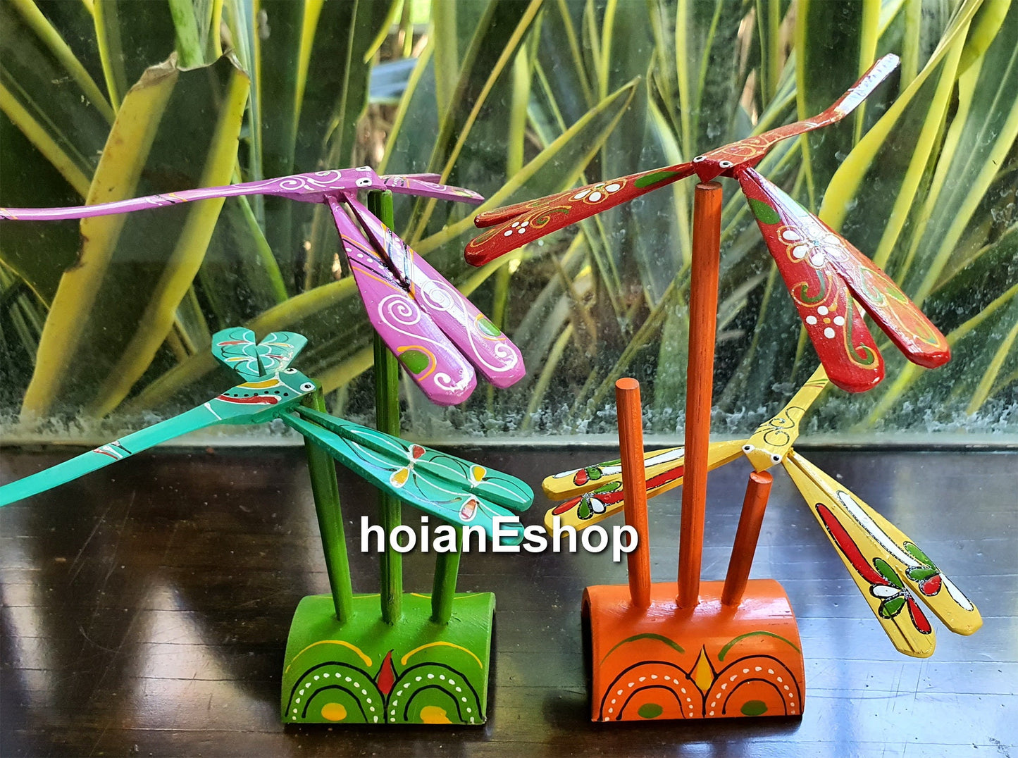 Set 10 pcs Balancing Bamboo Dragonfly and 10 pcs bamboo stand for dragonfly - Wedding gifts - Birthday gifts - Personalized gifts for baby
