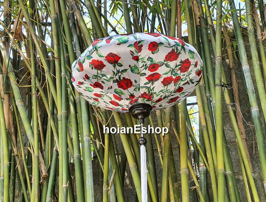 Hoi An silk lanterns - 3D printed fabric with flowers - silk lanterns for outdoor - lanterns for garden decor- spa décor for living room