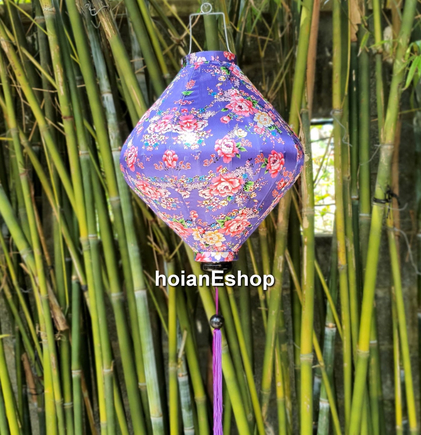 Vietnam bamboo silk lanterns - 3D printed fabric with flowers - Lanterns for wedding - lamp for wedding decor - lantern for cafe shop decor