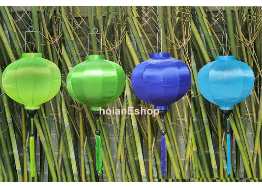 Set of 4 pcs waterproof bamboo silk lanterns 35cm for garden decor - Wedding party decor- Ceiling lantern- Living room decor