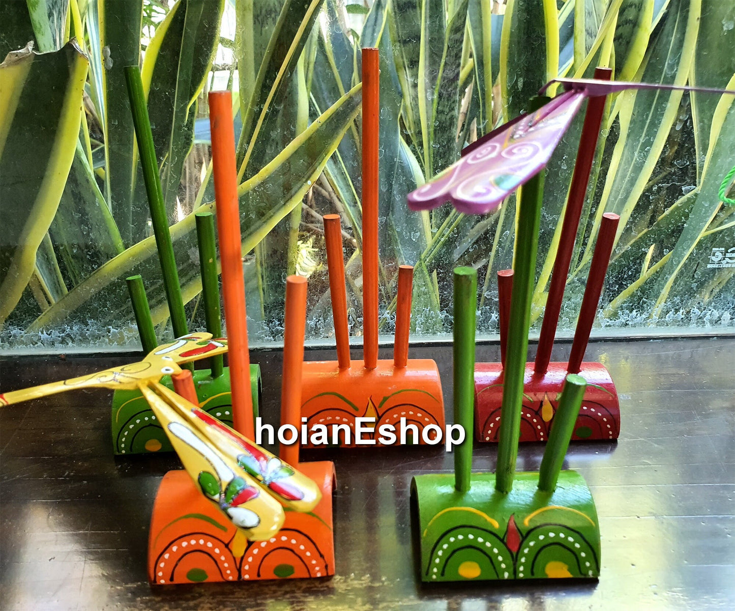 Set 10 pcs Balancing Bamboo Dragonfly and 10 pcs bamboo stand for dragonfly - Wedding gifts - Birthday gifts - Personalized gifts for baby