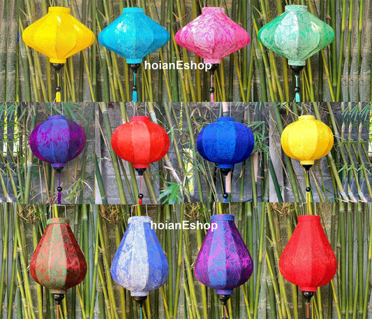 Set 12 pcs Hoi An silk lanterns 35cm for ceiling light decor- lantern decor for wedding- lantern decor farmhouse- lanterns for wedding decor