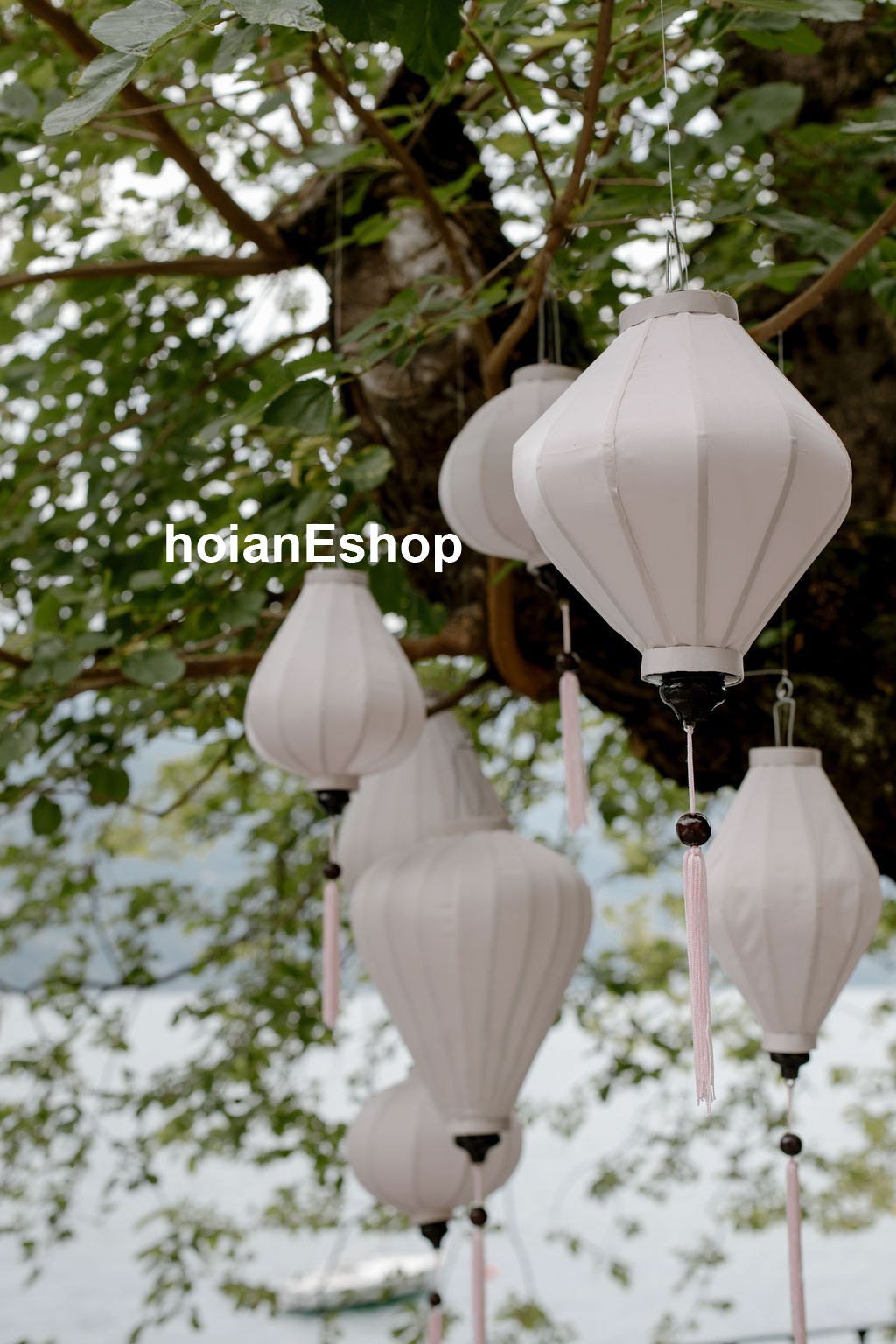 Set of 8 pcs white silk lantern (40cm) for garden decor-Lanterns for wedding-Garden decor gifts-Garden lantern-lanterns for camping