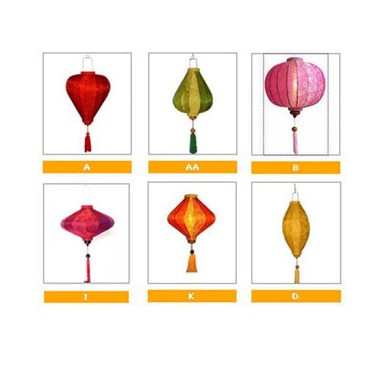 Set 4 pcs of 40cm Vietnamese bamboo lanterns with 3D flowers pattern fabric - Hoi An silk lanterns for garden decoration