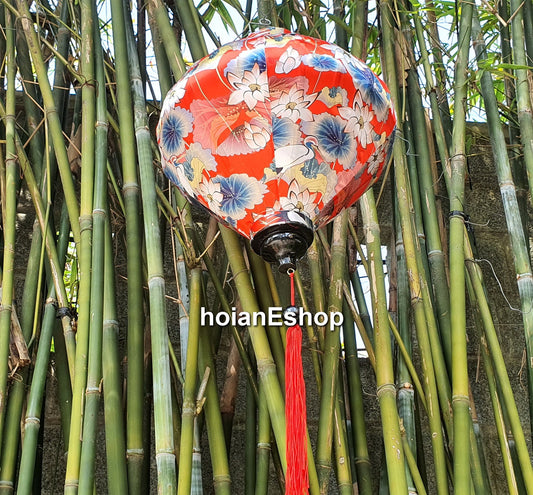 Vietnam bamboo silk lanterns - 3D printed fabric with flowers - Lanterns for wedding - lamp for wedding decor - silk lantern for outdoor
