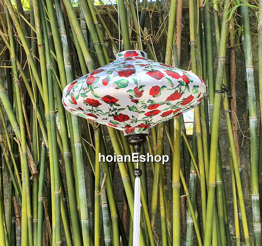 Hoi An silk lanterns - 3D printed fabric with flowers - silk lanterns for outdoor - lanterns for garden decor- spa décor for living room