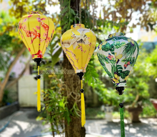 Set 3 pcs hoi an silk lanterns 35cm for Outside Party decor Lanterns for restaurant decor Flower lanterns for wedding decor