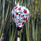 Set 4 pcs of 40cm Vietnamese bamboo lanterns with 3D flowers pattern fabric - Hoi An silk lanterns for garden decoration