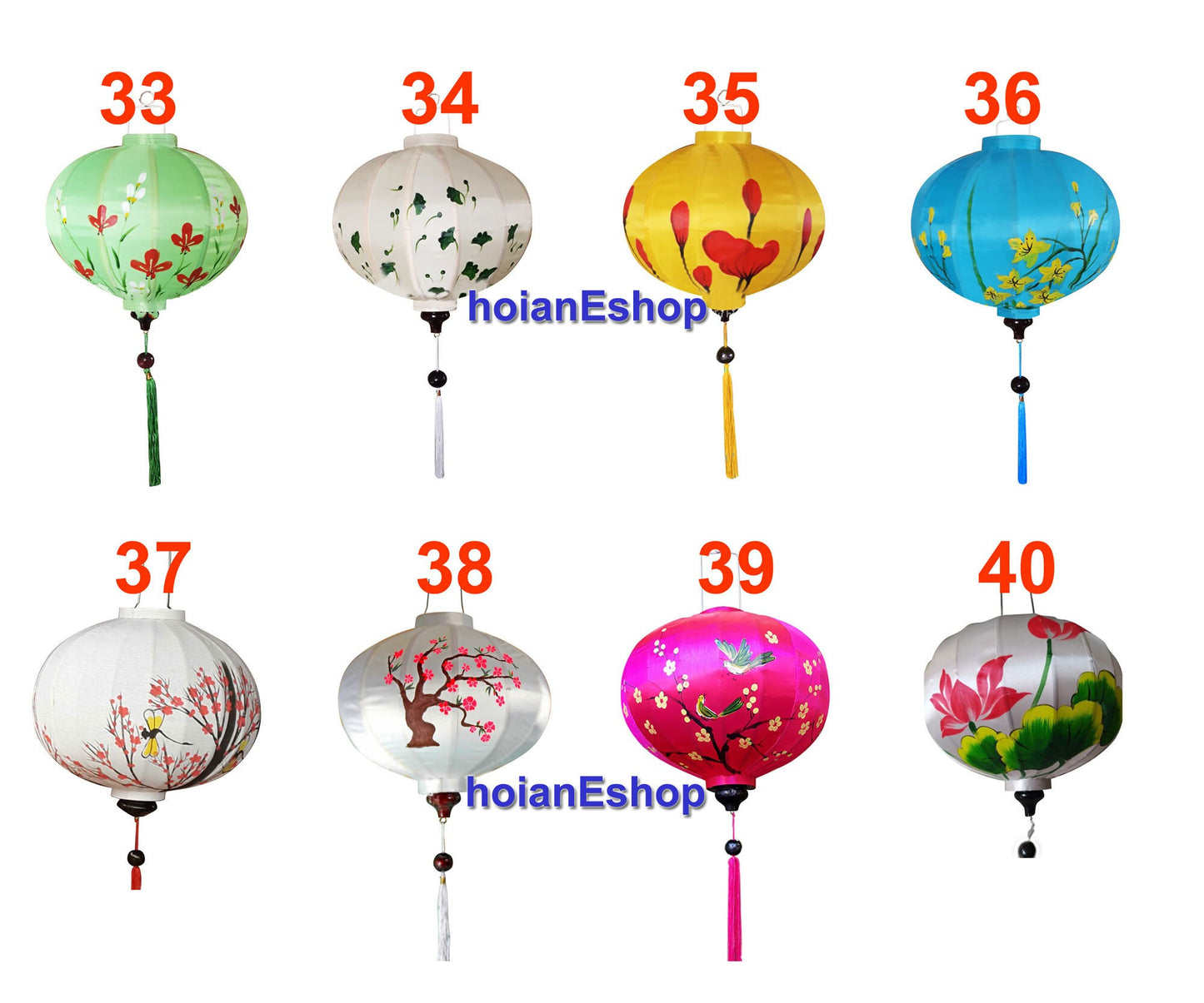 4 pcs lanterns Personalization hand-painting silk lanterns for restaurant decorative Custom made vietnam silk lantern