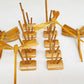 Set 10 pcs unpainted bamboo dragonflies and 10 pcs bamboo stand for dragonfly for children gifts for baby, natural toy for children