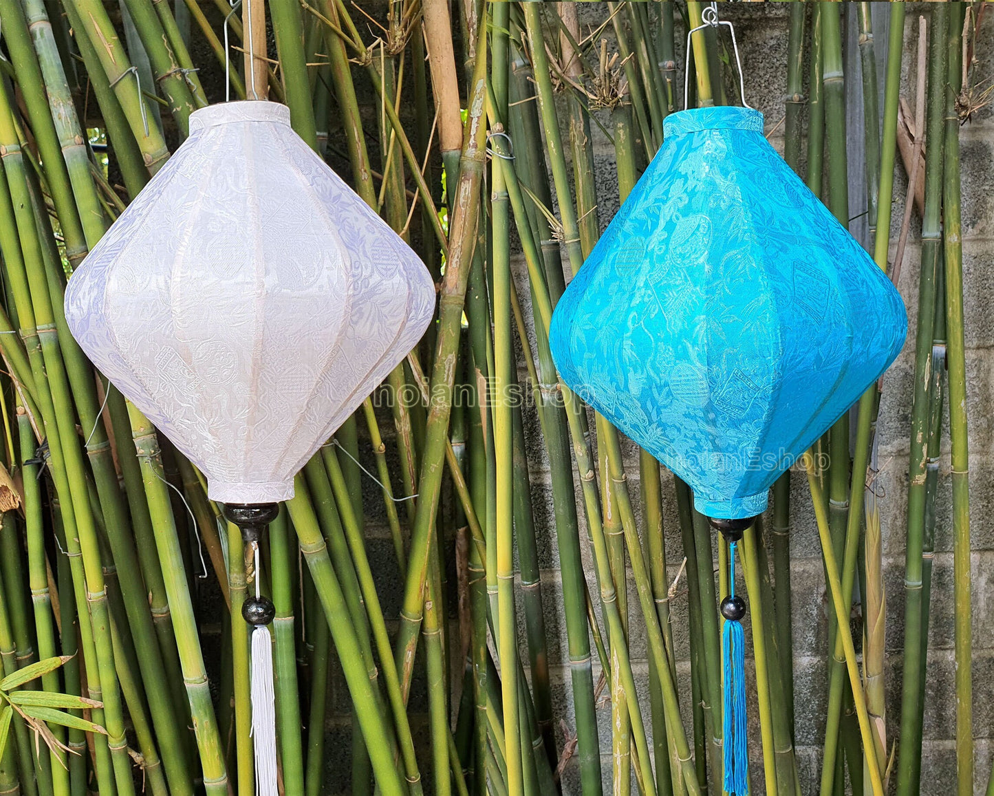 Vietnam bamboo silk lanterns 45cm (2pcs) Wedding decoration. Home lamp. Garden decoration. Hoi An lantern