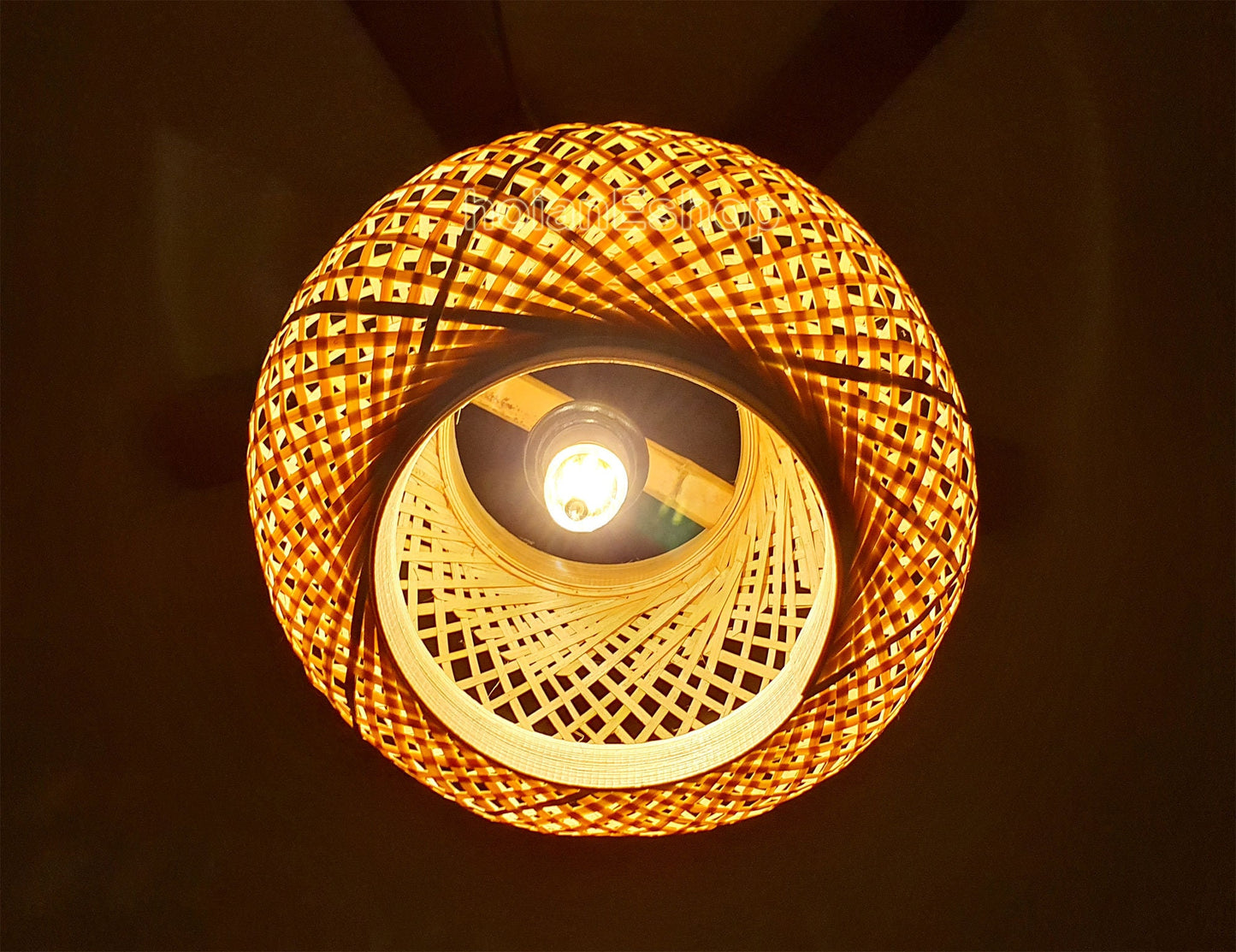 Round Bamboo lamp Pendant Light Ceiling light for Living Room decor Kitchen decor Bedroom decor Bamboo Pendant lamps- Bamboo Lampshade