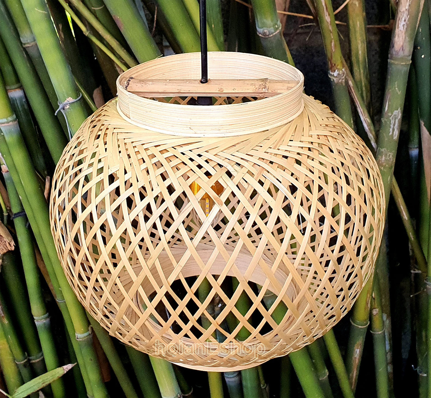 Round Bamboo lamp Pendant Light Ceiling light for Living Room decor Kitchen decor Bedroom decor Bamboo Pendant lamps- Bamboo Lampshade