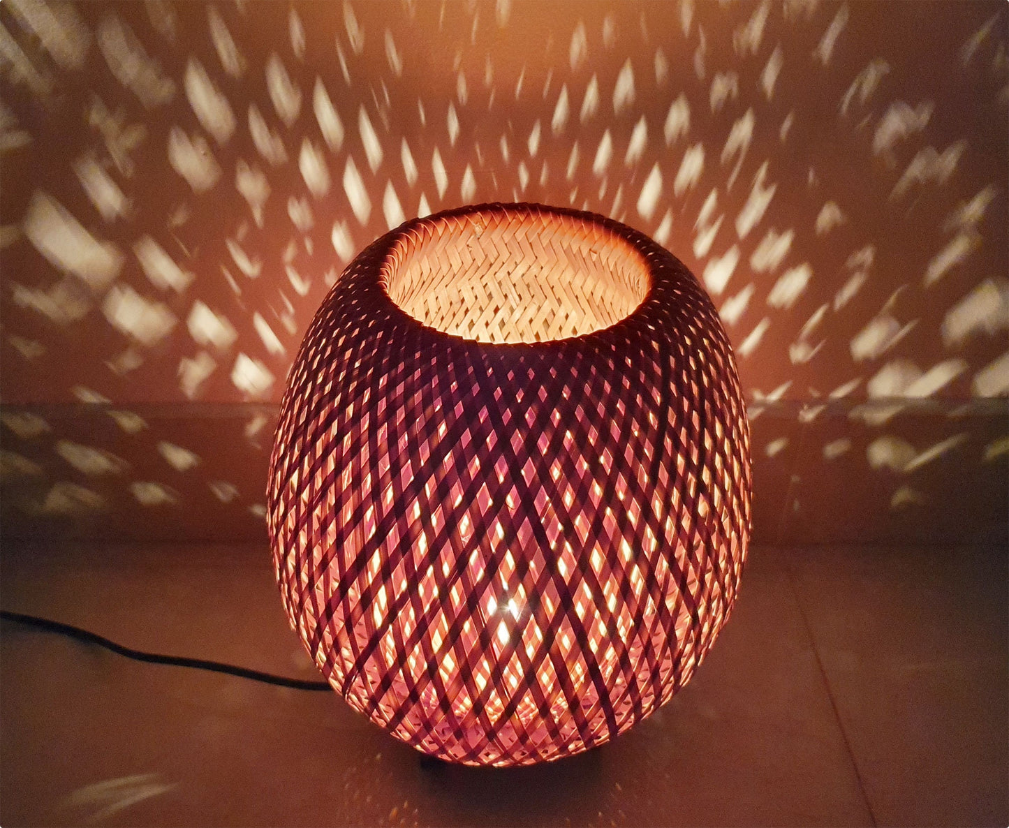 Round bamboo lamp with dimmer for bedroom, table lamps, floor lamps for living room, bamboo lampshade for home decor