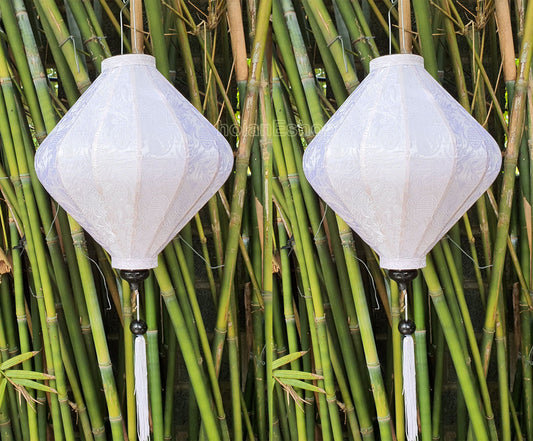 Set of 2 pcs of Bamboo White silk lanterns - 45cm - Garden lantern-Yard lantern-Ceiling lantern-Wedding lantern-Wedding lanterns