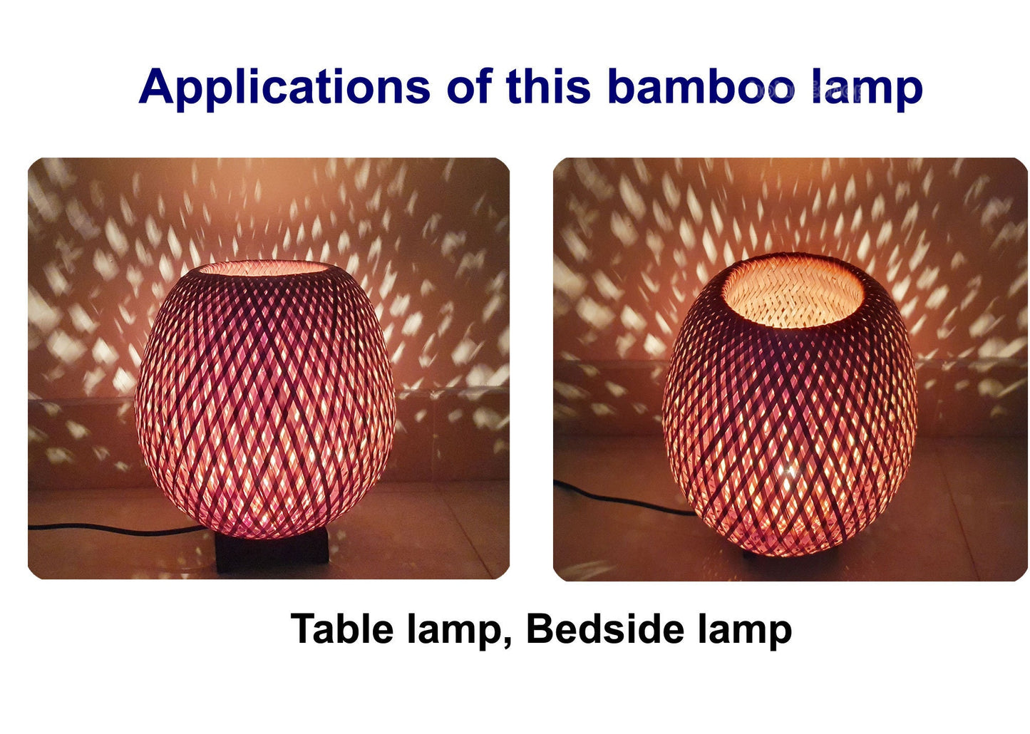 Round bamboo lamp with dimmer for bedroom, table lamps, floor lamps for living room, bamboo lampshade for home decor