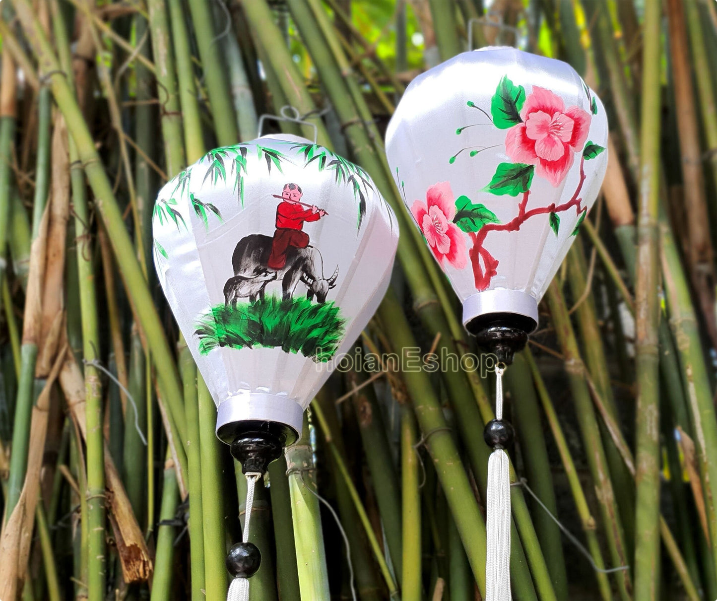 4 pcs lanterns Personalization hand-painting silk lanterns for restaurant decorative Custom made vietnam silk lantern