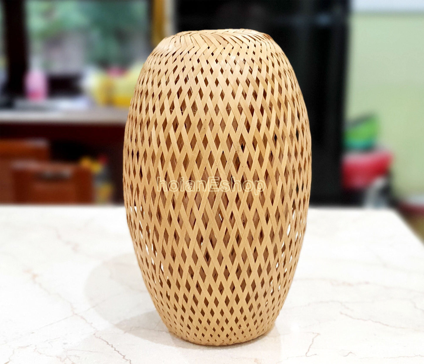 Handmade bamboo lampshade (30cm) for Garden decoration, lampshade for desk decoration, bedroom Living room, Kitchen decoration