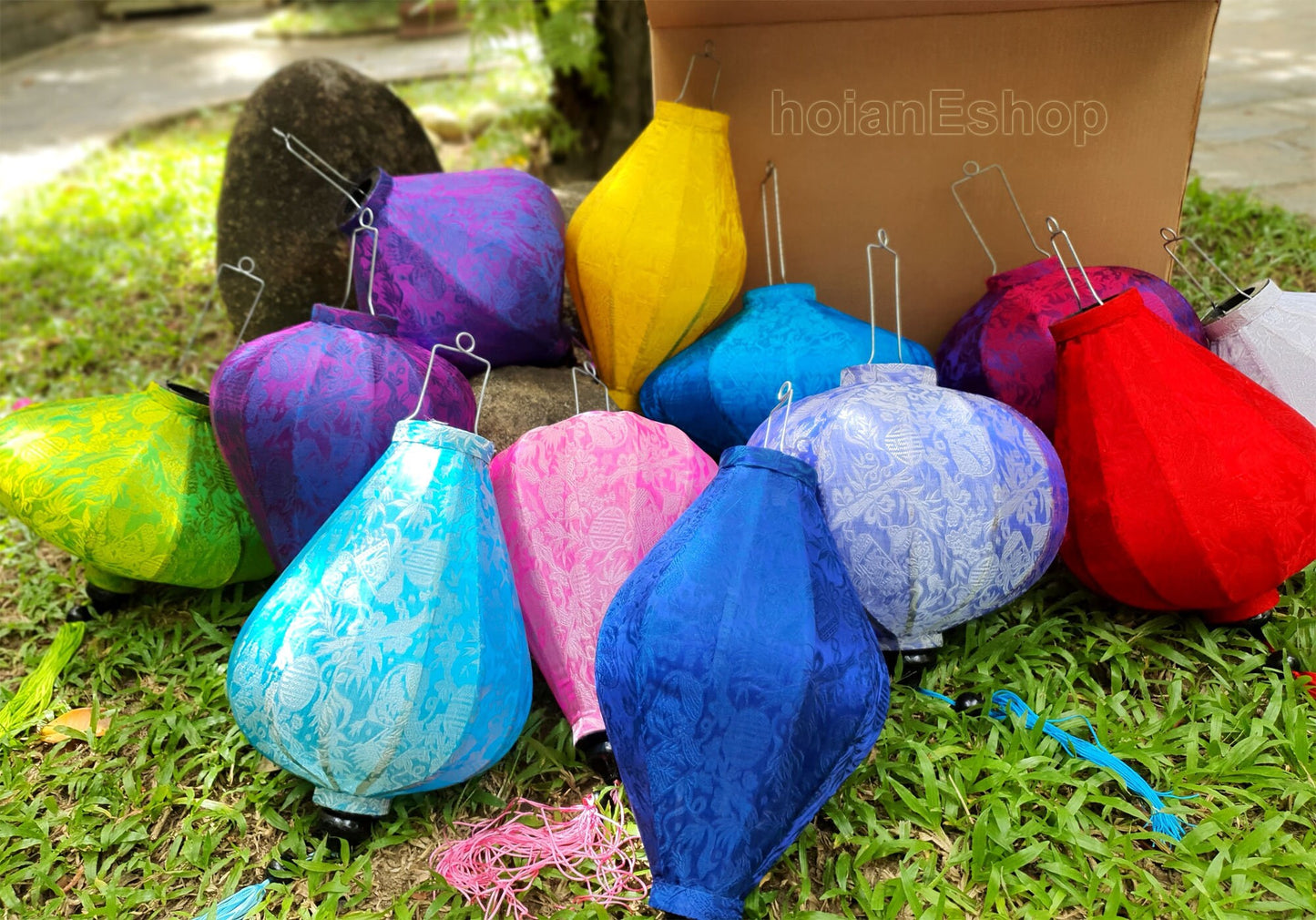 Set of 6 pcs Vietnam Bamboo Silk Lanterns 40cm Wedding Decorative Outdoor Garden Party Decorative Wedding Tent Decor Patio Decor