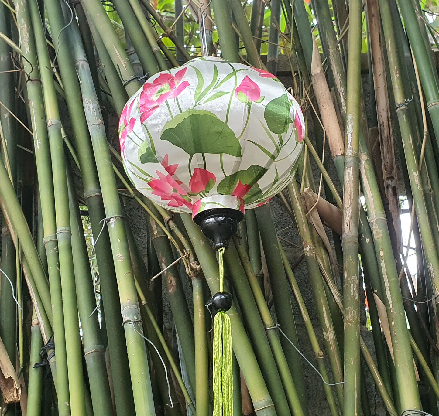 Set 2 pcs of 35cm Bamboo Silk Lanterns For Wedding Decorative Hoi An Silk Lanterns For Garden Decor Restaurant Decor