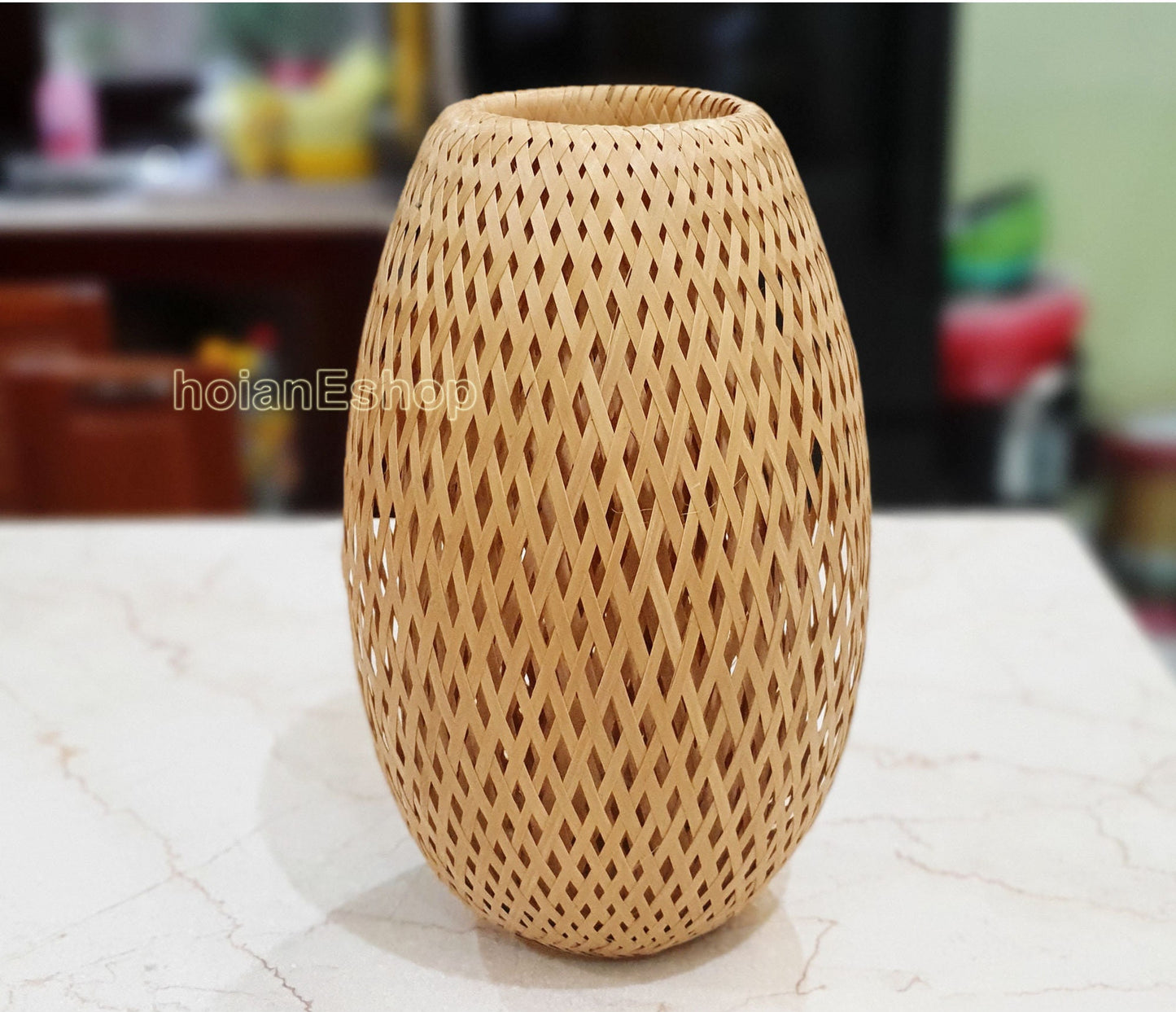 Handmade bamboo lampshade (30cm) for Garden decoration, lampshade for desk decoration, bedroom Living room, Kitchen decoration