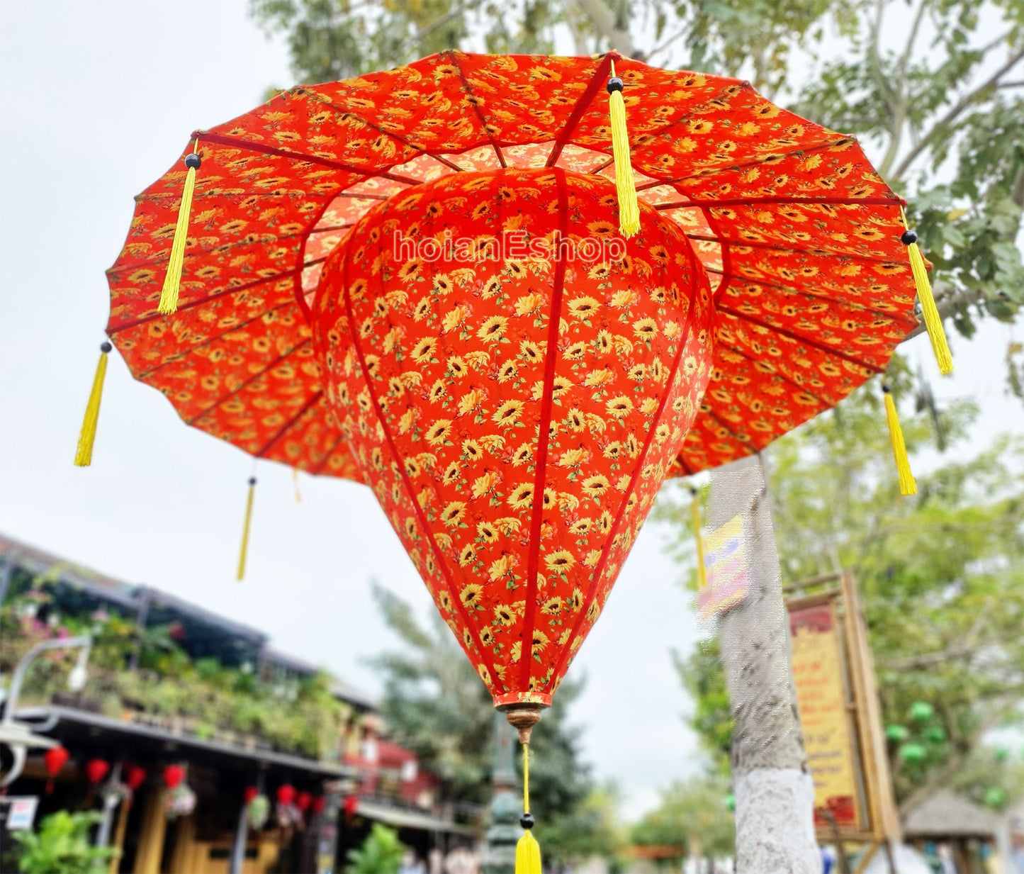 Vietnam Big Umbrella Silk Lantern 120cm For Outdoor Festival Decorative Wedding Tents Decoration Events Decorative Garden Decorative