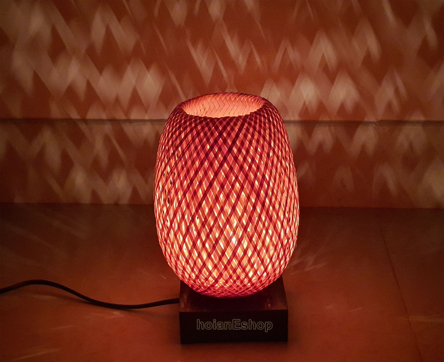 Bamboo bedside lamp 22cm with light bulb and dimmer for Bedroom - Table lamp - Desk lamp - Floor lamp for living room