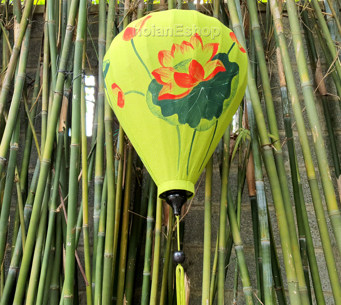 26'' Vietnamese Green Silk Lanterns Hand painted Lanterns With Lotus Flower And Dragonfly Custom Made Bamboo Lanterns 66cm