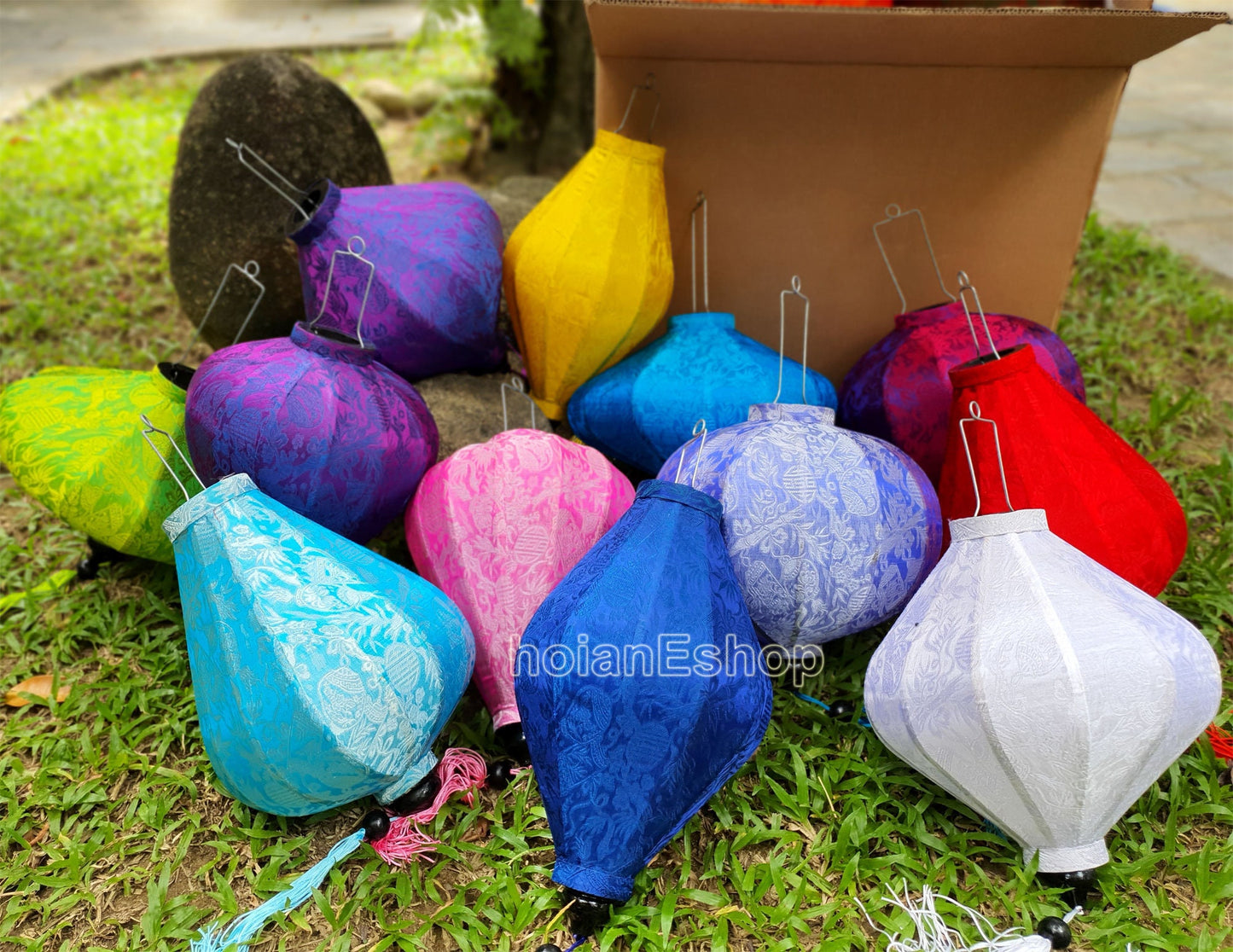 Set of 6 pcs Vietnam Bamboo Silk Lanterns 40cm Wedding Decorative Outdoor Garden Party Decorative Wedding Tent Decor Patio Decor