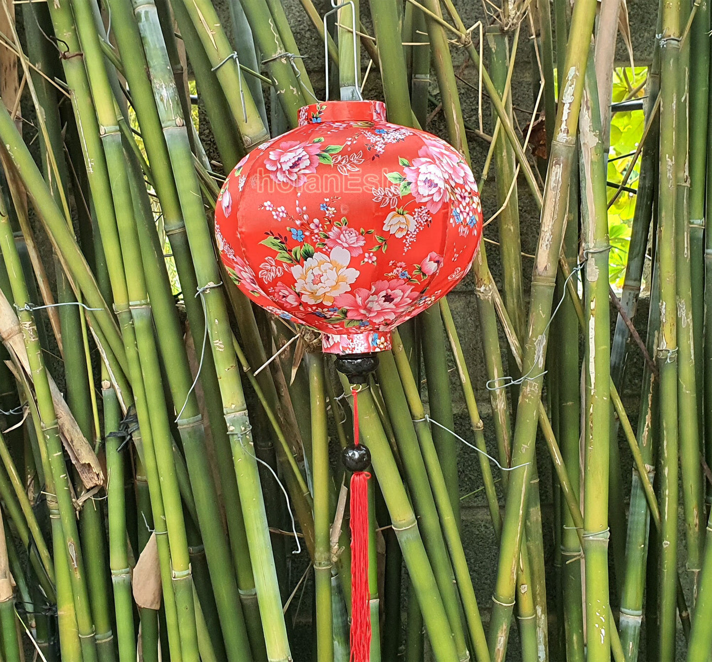 Set 2 pcs of 35cm Bamboo Silk Lanterns For Wedding Decorative Hoi An Silk Lanterns For Garden Decor Restaurant Decor