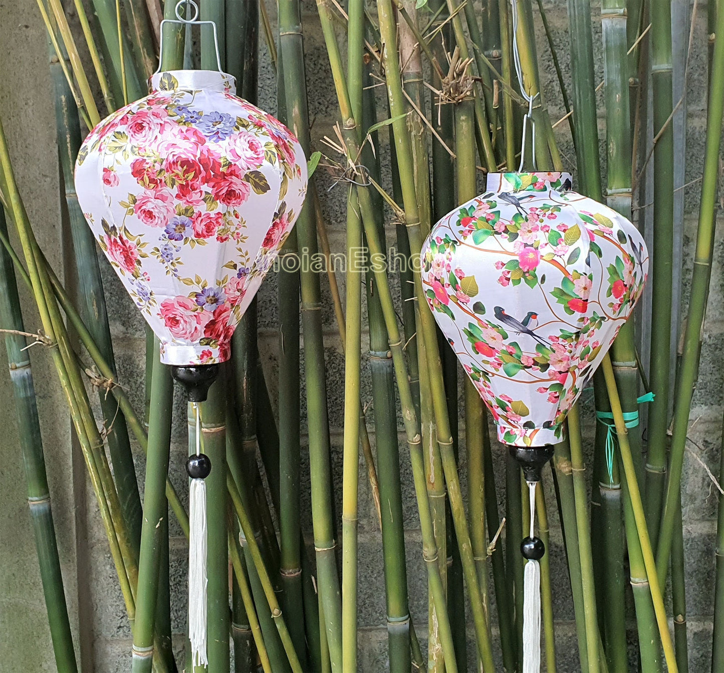 Set 2 pcs of 35cm Vietnam Silk Lanterns For Wedding Garden Party Decorative Restaurant Decoration - Buyer Can choose shape and color fabric