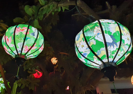 Set of 2 pcs of Bamboo silk lanterns-35cm-Beautiful flowers lanterns-Garden lantern-Ceiling lantern-Wedding lantern-Wedding ideas
