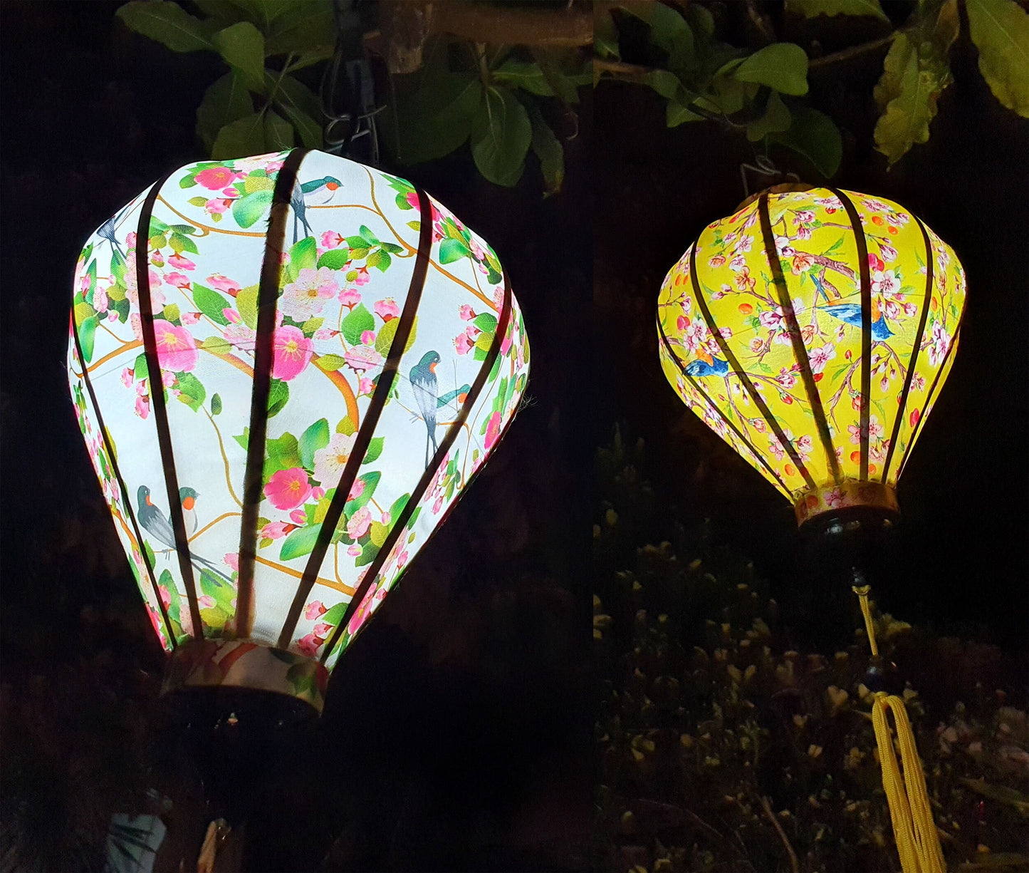 Set 16 Vietnamese Hoi An silk lanterns for Restaurant decorative - Wedding decorations - Garden decoration - Bamboo Lamp for wedding decor