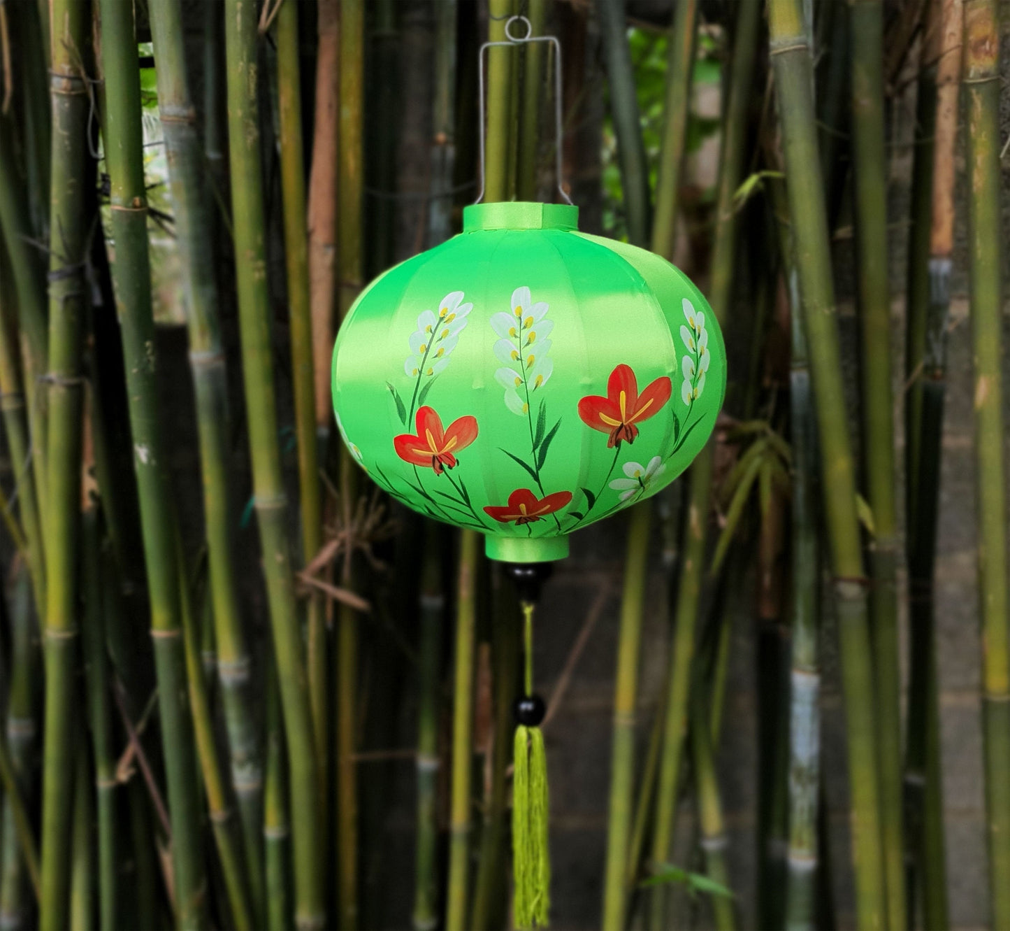 Handpainted bamboo silk lantern 40cm - Custom made lantern - Ceiling lanterns - Wedding Party lanterns - Lantern for porch - Patio lanterns