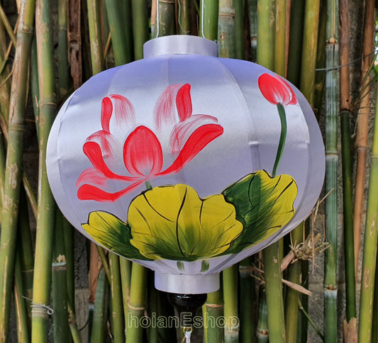 Hand painted Lotus silk lantern 40cm - Custom made lantern - Restaurant lanterns - Wedding Party lanterns - Lantern for Patio