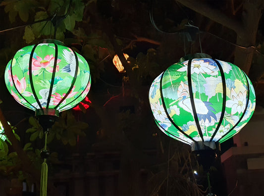 Set of 2 pcs of Bamboo silk lanterns-35cm-Beautiful flowers lanterns-Garden lantern-Ceiling lantern-Wedding lantern-Wedding ideas