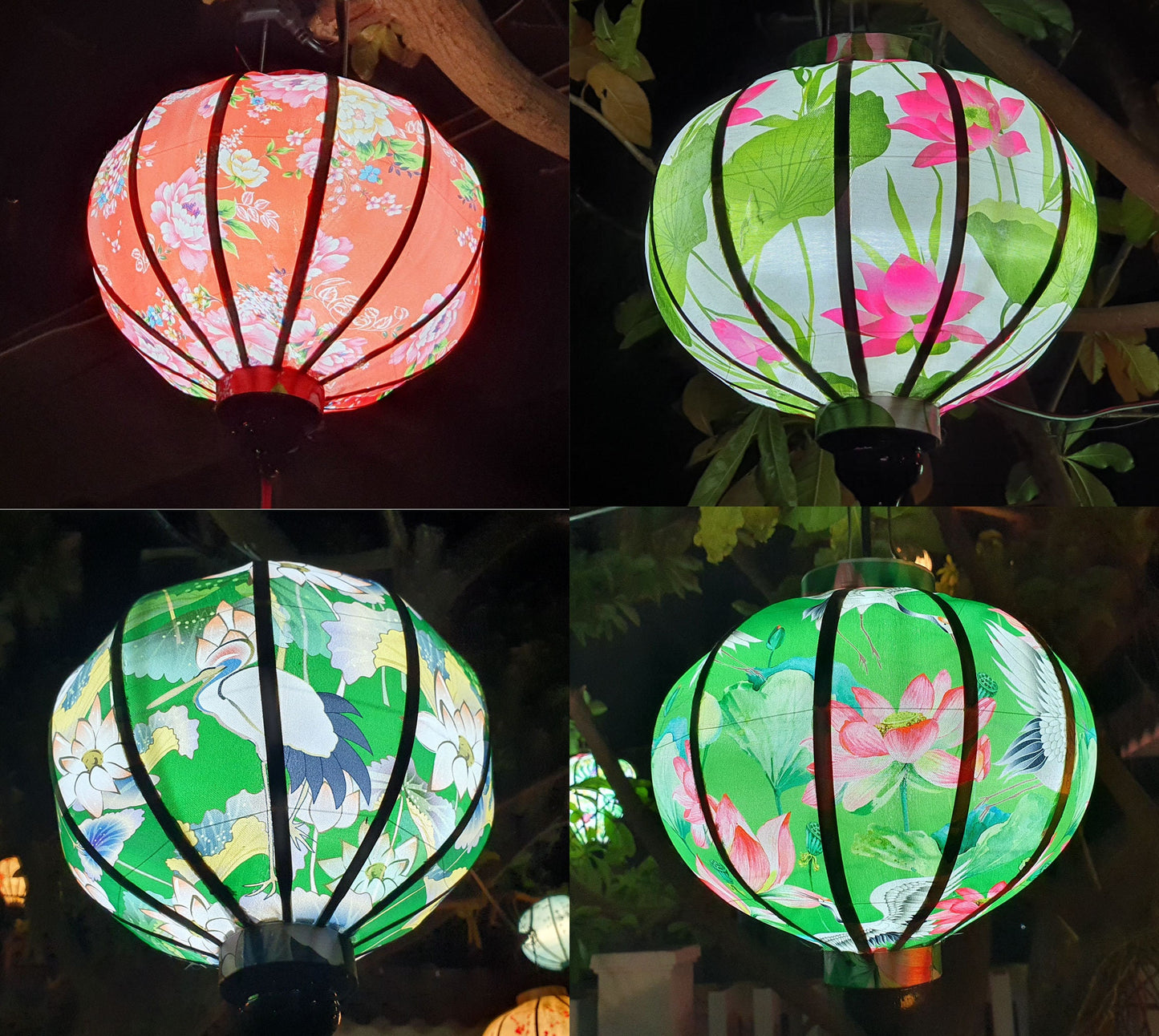 Set of 4 Vietnam flower lanterns 35cm - Custom made - silk lanterns for wedding decoration -Tents decorative - restaurant lanterns decor